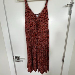 Torrid Red and Black Leopard Print Midi Dress